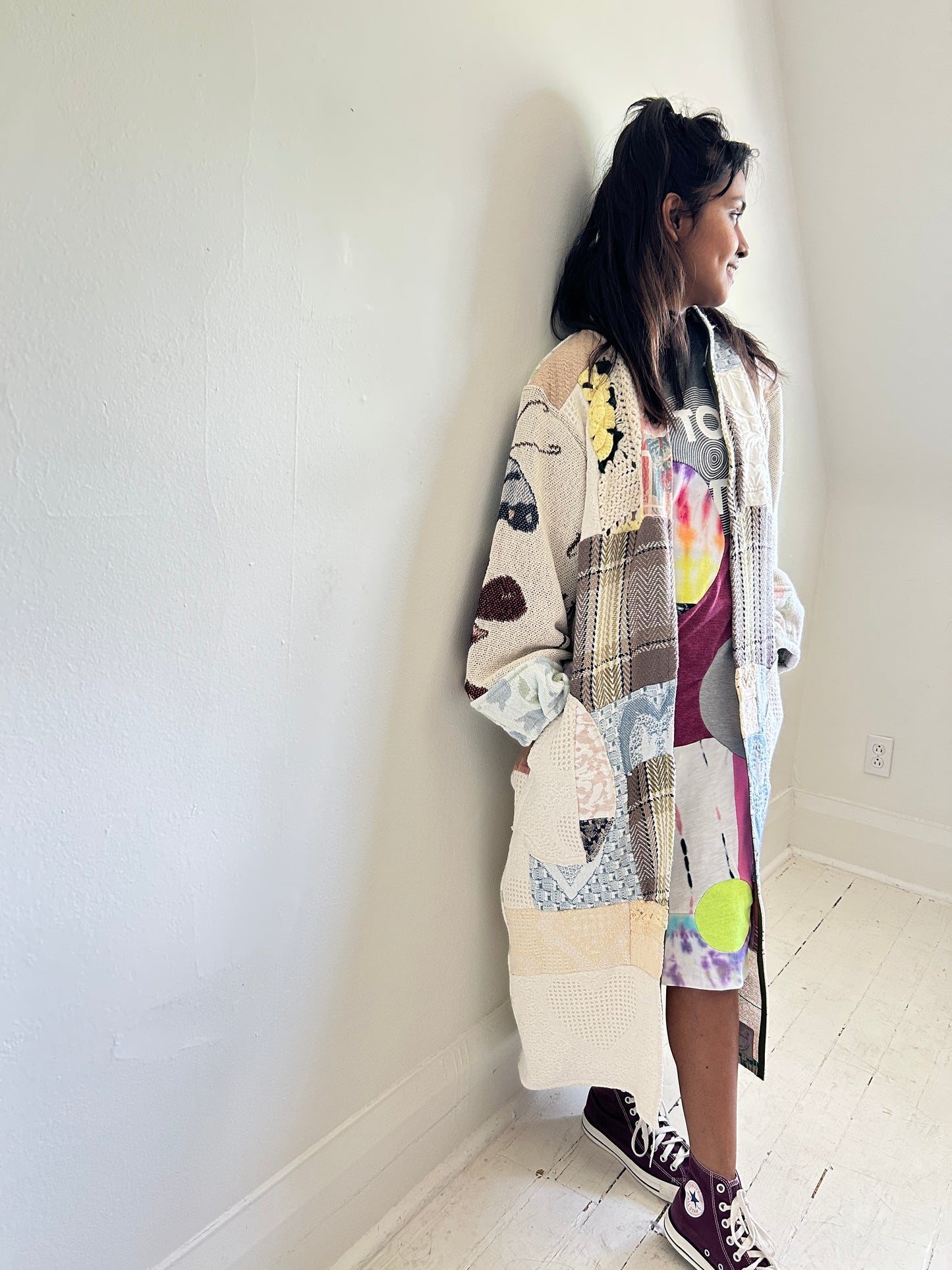 Vivianne Jacket with Upcycled Woven Throw Patchworked Size M/L #VIVT4