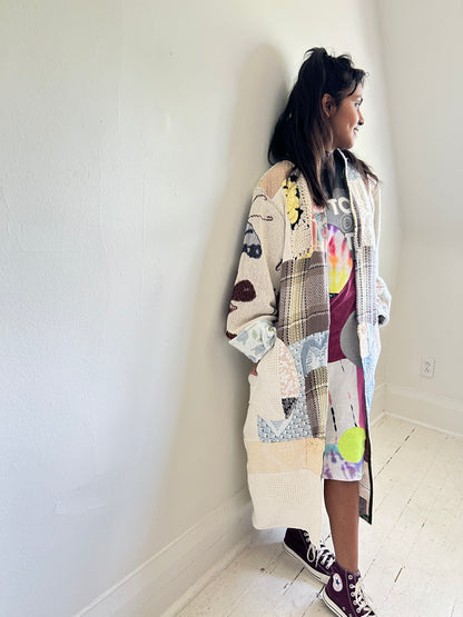Vivianne Jacket with Upcycled Woven Throw Patchworked Size M/L #VIVT4
