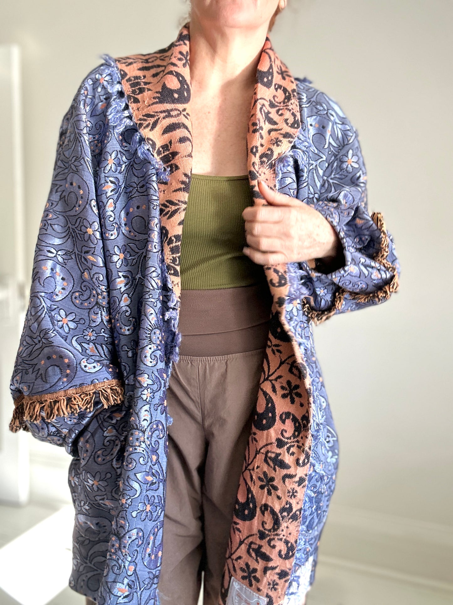 Vivianne Jacket with Upcycled Throw Blanket Size 2X/3X #CVJT23X24