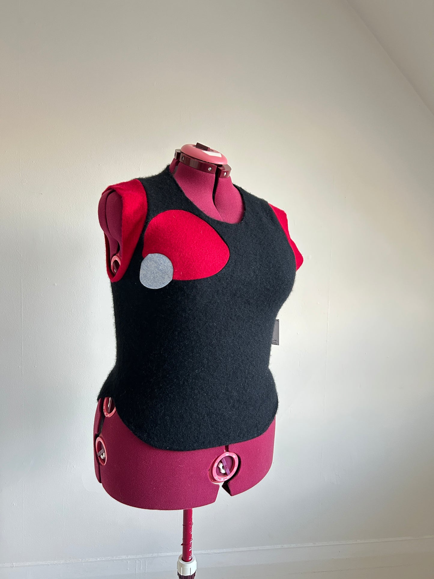 Abstract Art Patched Upcycled Cashmere Vest Size L/XL #CAVLXL24