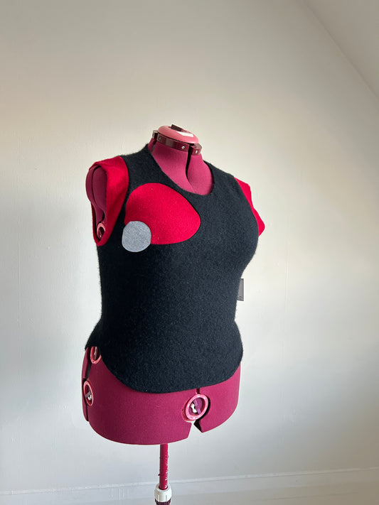 Abstract Art Patched Upcycled Cashmere Vest Size L/XL #CAVLXL24