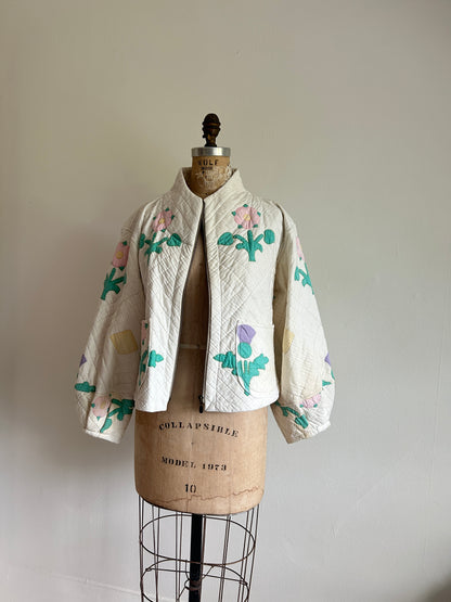 Billie Zip Up Jacket with Upcycled Vintage Quilt Size M/L #BILLMLCR6