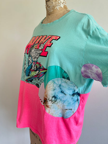 Reworked Preloved Nike & Neon Tshirt - Circle Series Size XL/2X #TSHIRT13