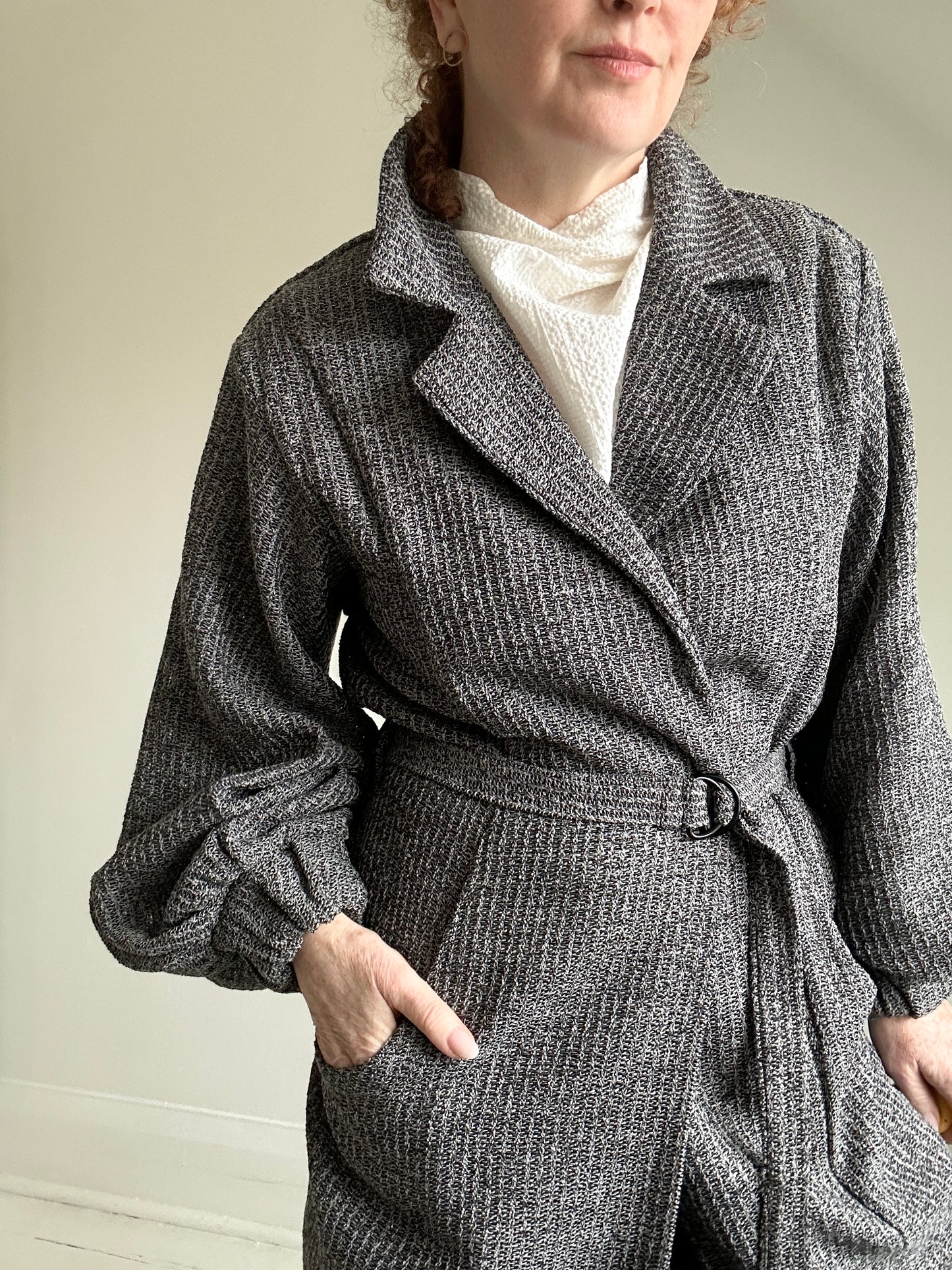 Edit Trench with Deadstock Charcoal & Silver Weave Sizes XS-2X #CTEB