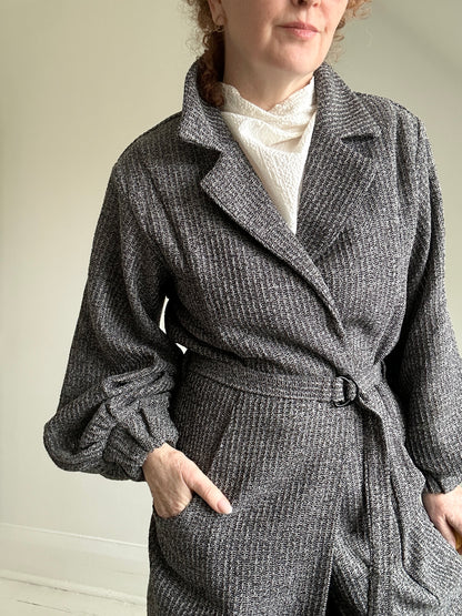 Edit Trench with Deadstock Charcoal & Silver Weave Sizes XS-2X #CTEB