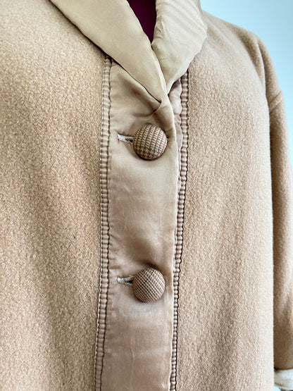 Vivianne Duster with Upcycled Fleece & Vintage Wool Blanket Puppy Theme Size XL/2X #CVDW23X30