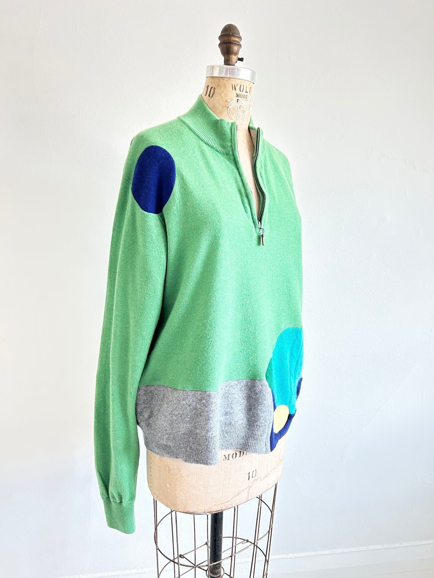 Abstract Art Patched Upcycled Cashmere Sweater 2X/3X #CAS23X20