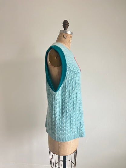 Abstract Art Patched Upcycled Cashmere Vest Size XL/2X #CAVX2X27