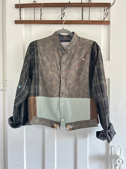Reworked “Tuxedo Workwear” Buttondown Shirt with Handstitching M/L #TBML2