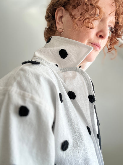 Trench with Upcycled Cotton & Pompom Duvet Cover  Size S/M #TRENCHSM13