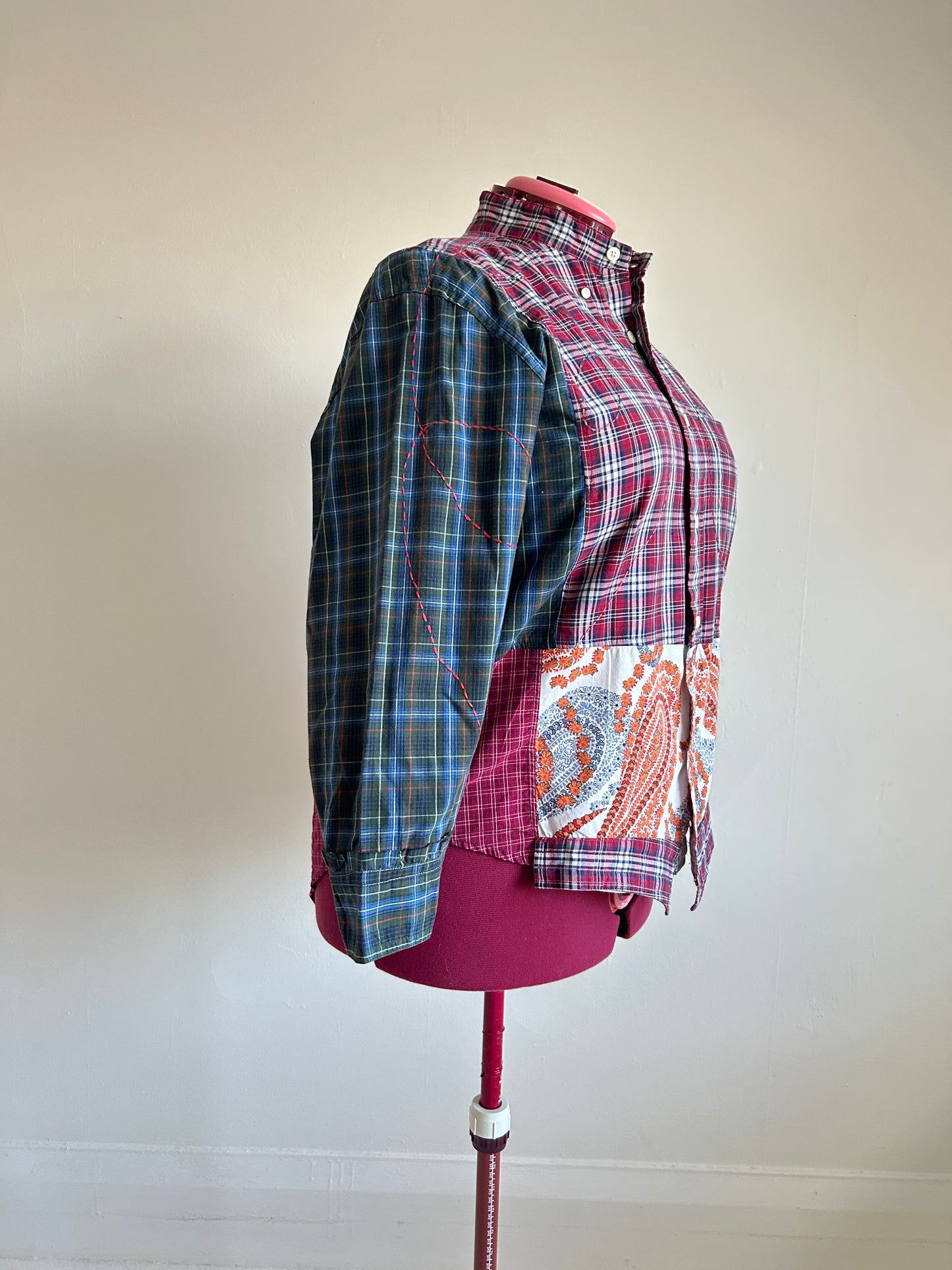 Reworked “Tuxedo Workwear” Buttondown Shirt with Handstitching 2X #TB23X9