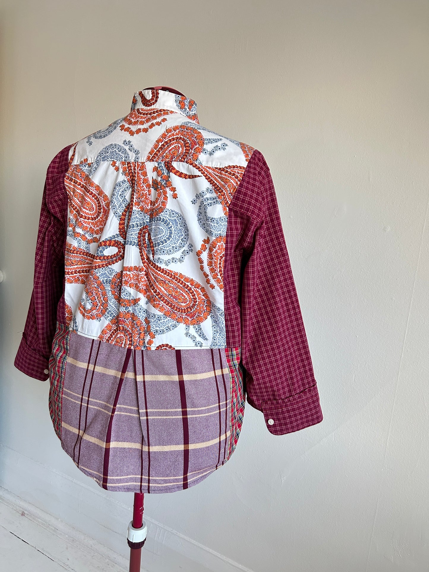 Reworked “Tuxedo Workwear” Buttondown Shirt with Handstitching 2X #TB23X7