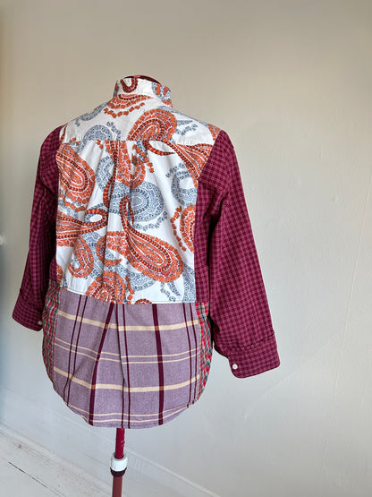 Reworked “Tuxedo Workwear” Buttondown Shirt with Handstitching 2X #TB23X7