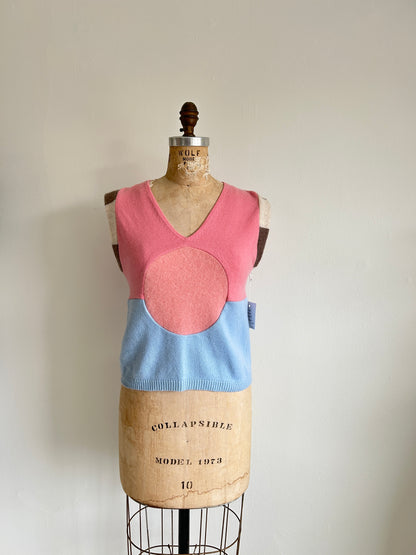 Abstract Art Patched Upcycled Cashmere Vest Size S/M #ARTV3