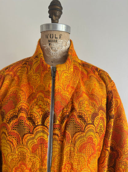 Billie Zip Up Jacket with Upcycled Vintage Draperies Size S/M #BILLJSM8