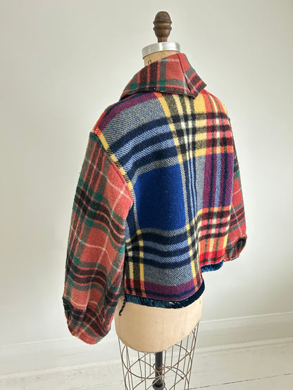 Vivianne Cropped Jacket with Upcycled Vintage Wool Size M/L #CVCWML46