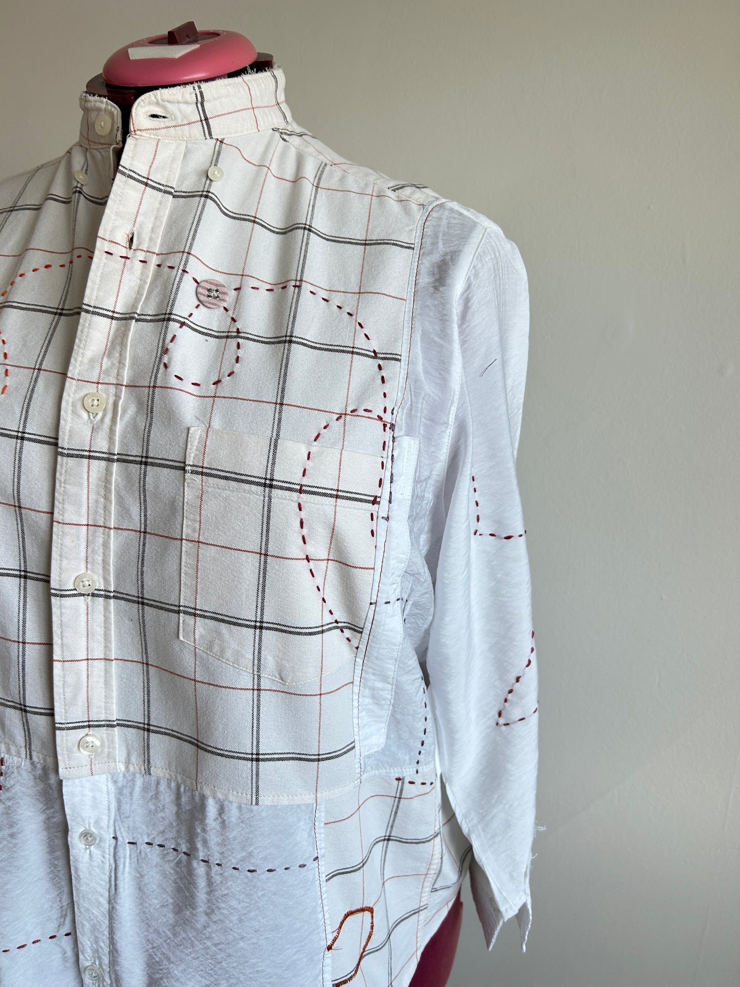 Reworked “Tuxedo Workwear” Buttondown Shirt with Handstitching 2X #TB23X8
