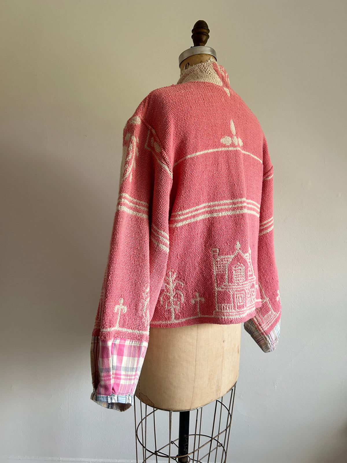 Vivianne Cropped Jacket with Upcycled Throw Blanket M/L #CVCTML7