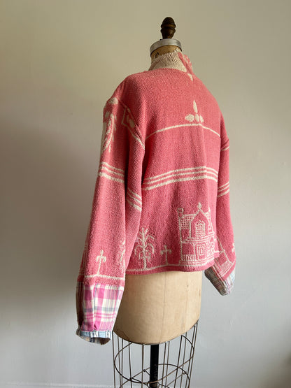 Vivianne Cropped Jacket with Upcycled Throw Blanket M/L #CVCTML7
