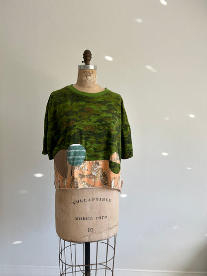 Reworked Preloved Vintage Parklands Canada and Tiger Cropped Tshirt - Circle Series Size 2X/3X #TSHIRT2