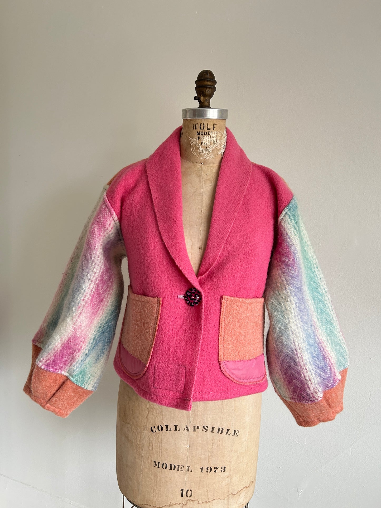 Vivianne Cropped Jacket with Upcycled Vintage Wool Size S/M #CVCWSM58