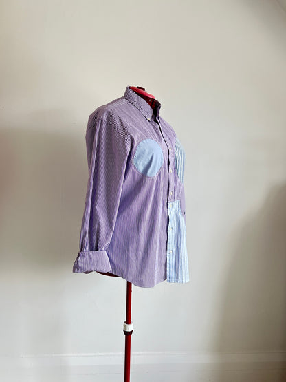 Upcycled Modern Workwear Ralph Lauren Pinstripe Shirt - Circle Series Size 2X/3X #PIN3