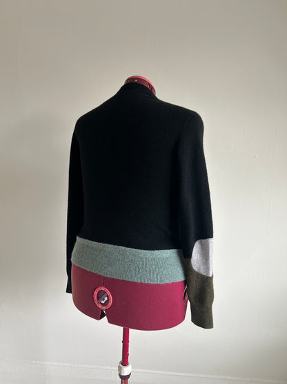 Abstract Art Patched Upcycled Cashmere Sweater L/XL #CASLXL30