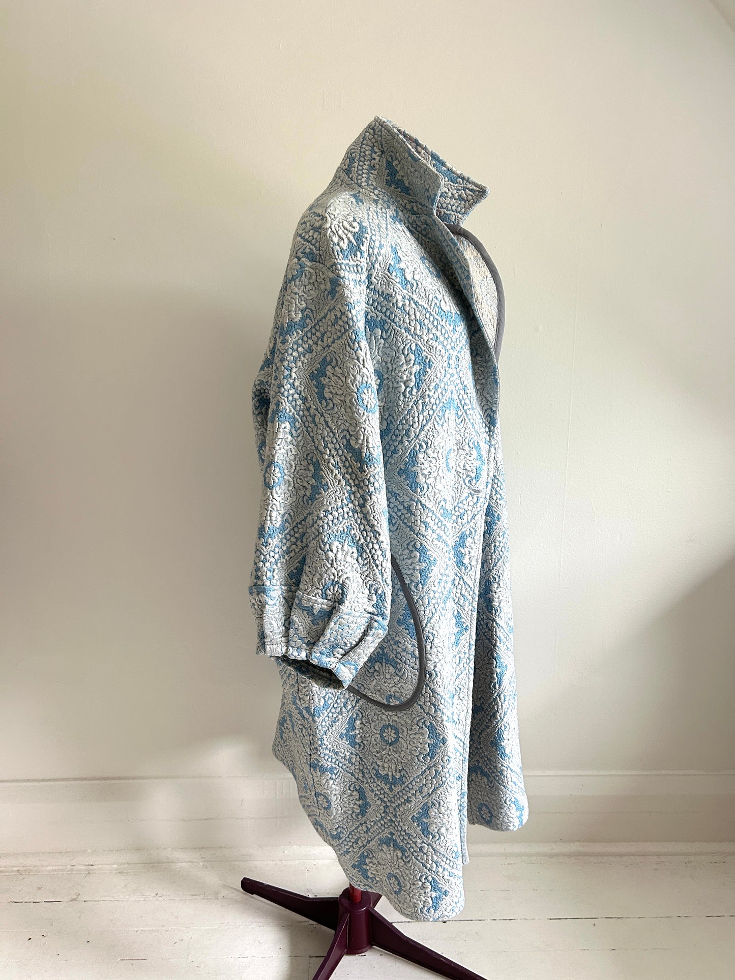Trench with Vintage Brocade Coverlet Blankets Size 2X/3X #TRENCH1