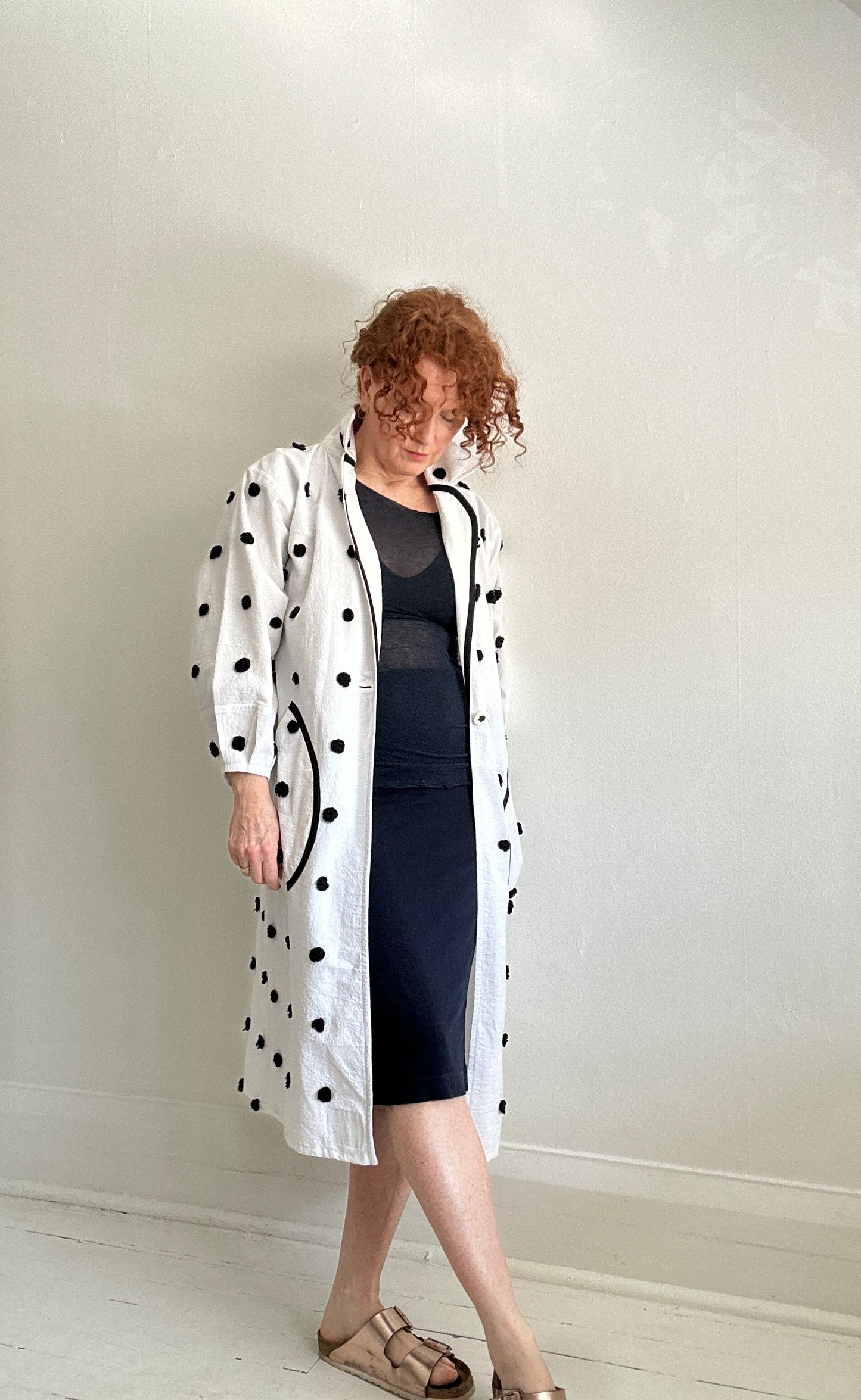 Trench with Upcycled Cotton & Pompom Duvet Cover  Size S/M #TRENCHSM13
