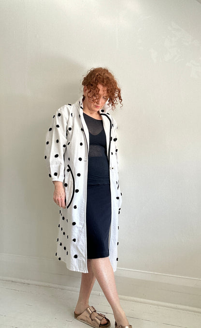 Trench with Upcycled Cotton & Pompom Duvet Cover  Size S/M #TRENCHSM13