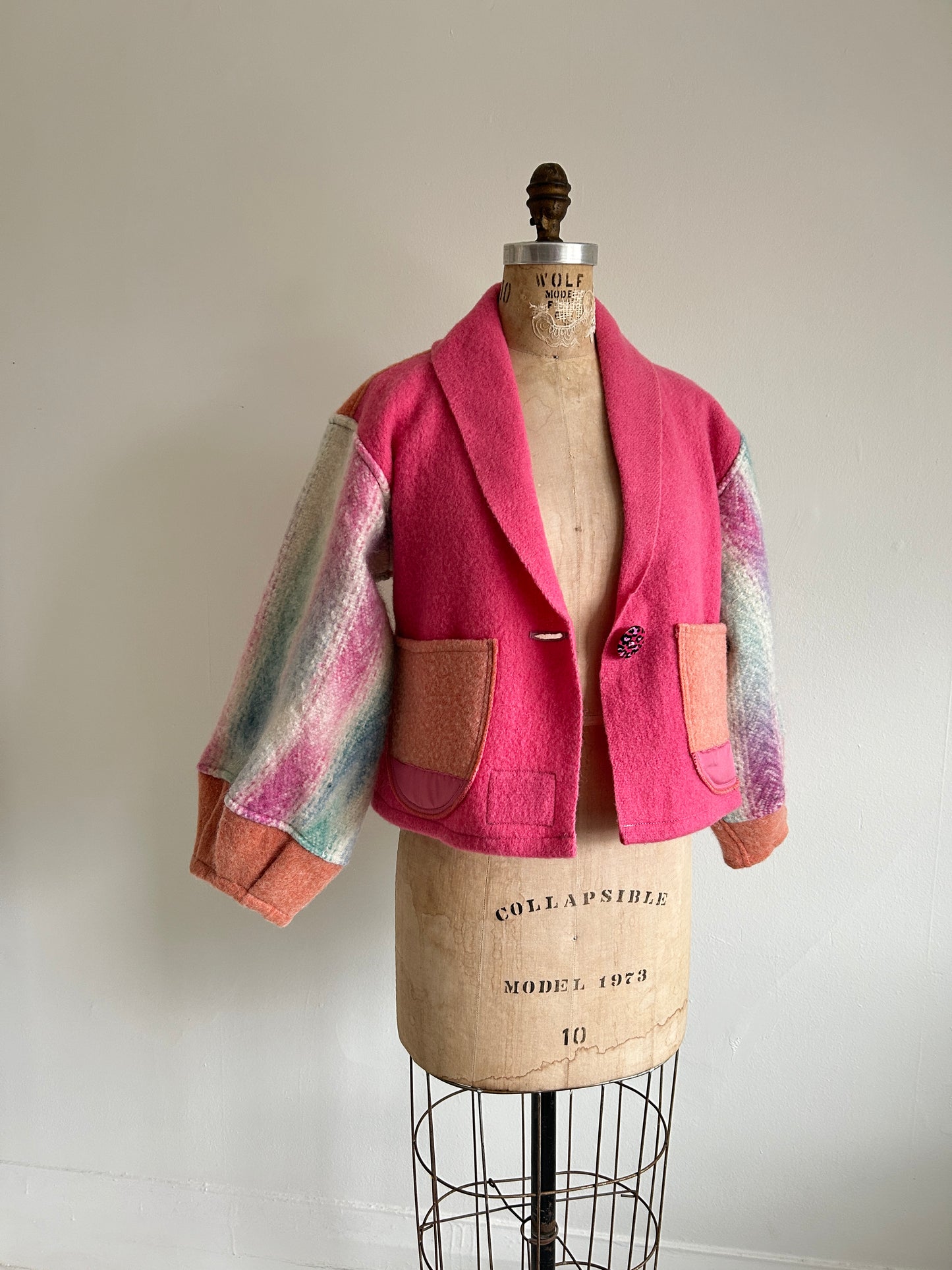 Vivianne Cropped Jacket with Upcycled Vintage Wool Size S/M #CVCWSM58