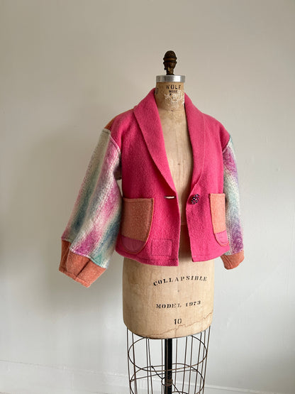 Vivianne Cropped Jacket with Upcycled Vintage Wool Size S/M #CVCWSM58