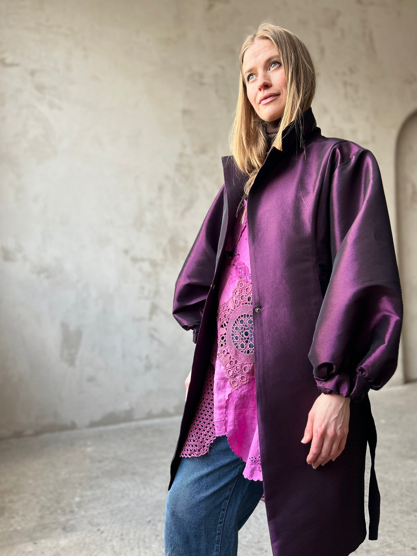Edit Trench with Lightweight Tafetta Orchid Sizes XS-3X #CTEOR