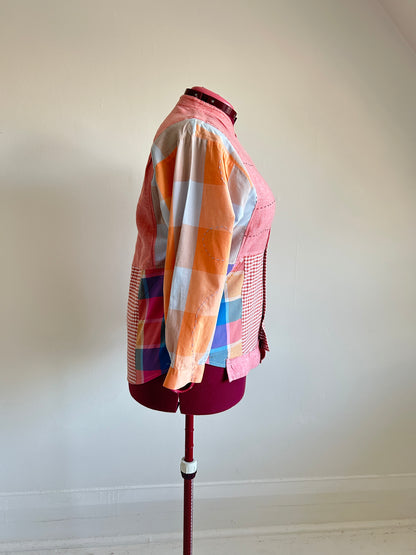 Reworked “Tuxedo Workwear” Buttondown Shirt with Handstitching XL/2X #TB23X10