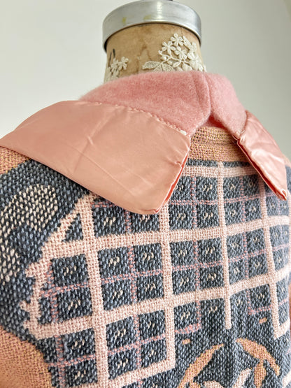 Vivianne Cropped Jacket with Upcycled Vintage Wool & Throw Blanket Size M/L #CVCWML39