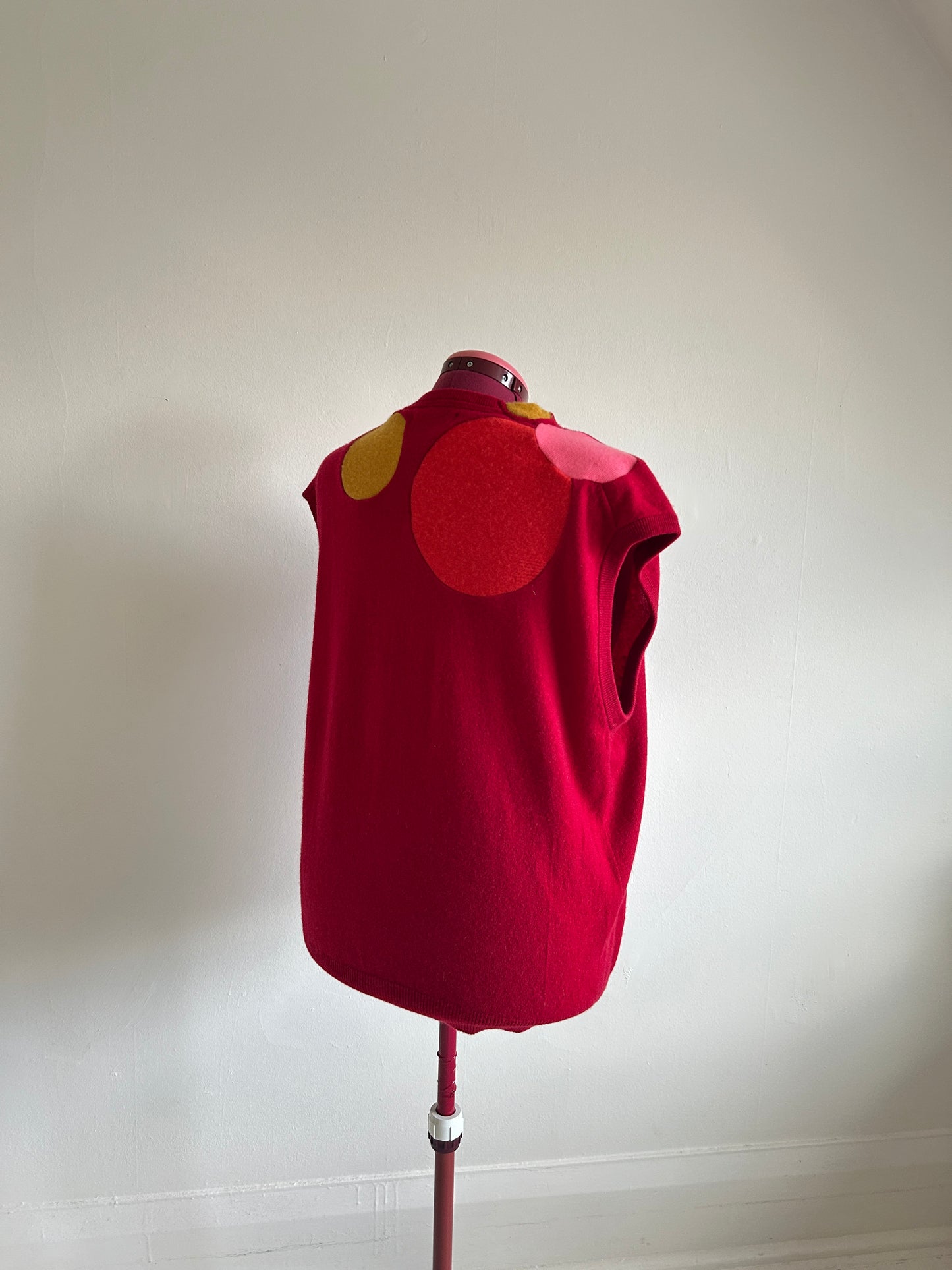 Abstract Art Patched Upcycled Cashmere Vest Size 3X/4X #CAV34X31