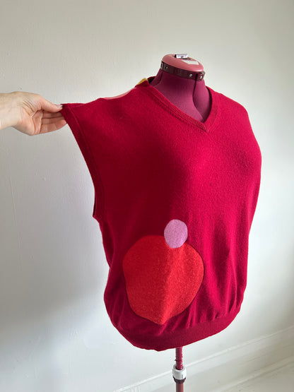 Abstract Art Patched Upcycled Cashmere Vest Size 3X/4X #CAV34X31