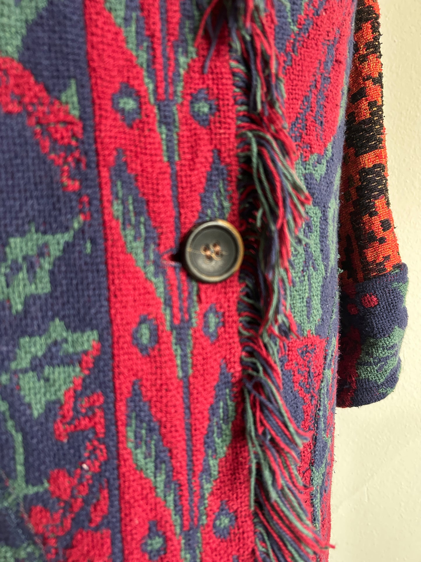 Vivianne Duster Jacket with Upcycled Throw Blankets Cardinal Theme XS/S #CVDTXSS27