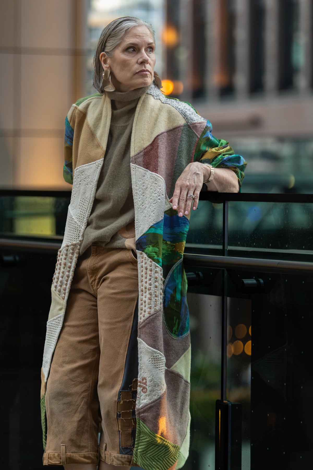 Vivianne Duster with Upcycled Vintage Wool, Drapery & Throw Blanket Harlequin Size 2X/3X #CVDW23X