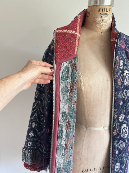 Billie Zip Up Jacket with Upcycled Throw Blankets Size XS/S #BILLJXSS