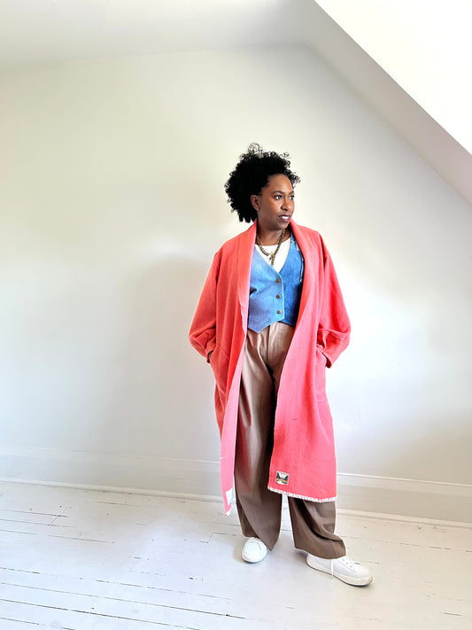 Vivianne Duster with Upcycled Vintage Wool Blanket Size 2X/3X #VIVW17