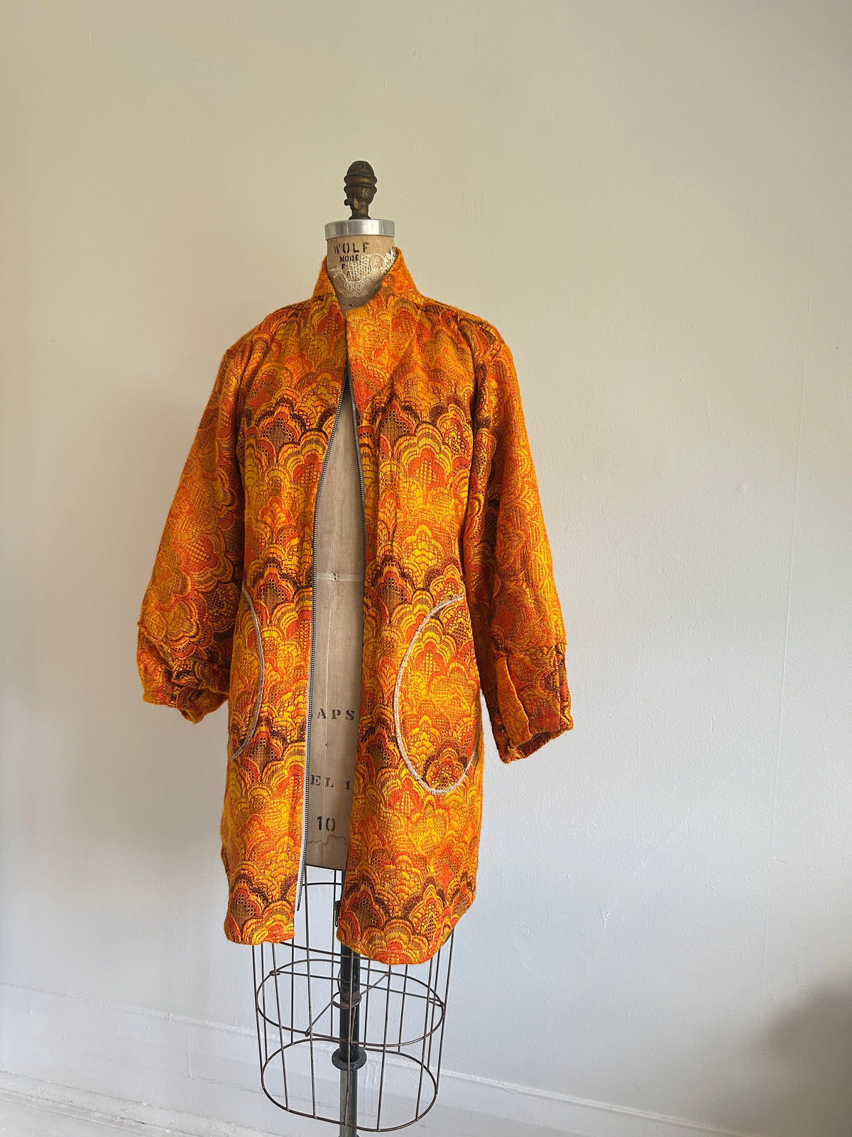 Billie Zip Up Jacket with Upcycled Vintage Draperies Size S/M #BILLJSM8