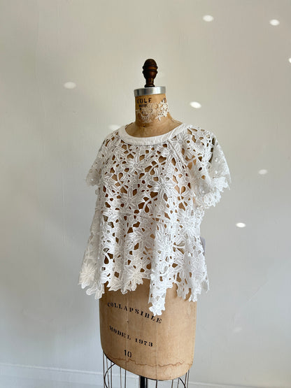 Preloved Upcycled white Lace Top Size S/M #VIN2