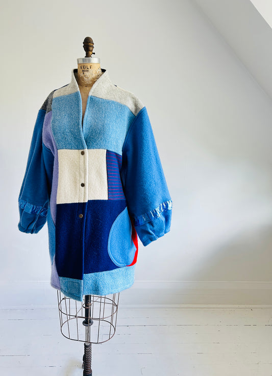 Vivianne Jacket with Patchwork Upcycled Vintage Wool Size XL/2X #CVJWX2X11