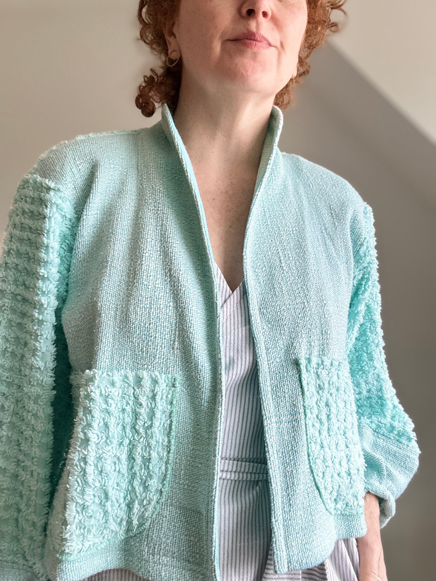 Vivianne Cropped Jacket with Upcycled Vintage Chenille Size S/M #CVCCHSM13