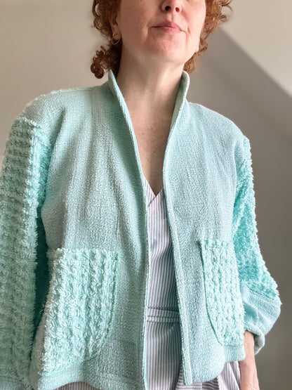 Vivianne Cropped Jacket with Upcycled Vintage Chenille Size S/M #CVCCHSM13