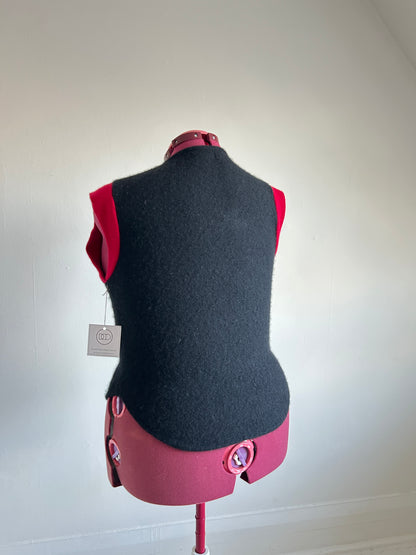 Abstract Art Patched Upcycled Cashmere Vest Size L/XL #CAVLXL24