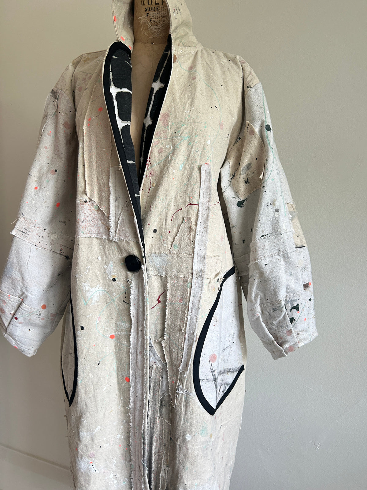 Trench with Upcycled Painters Drop Cloths Size XL/2X #TRENCHPX2X1