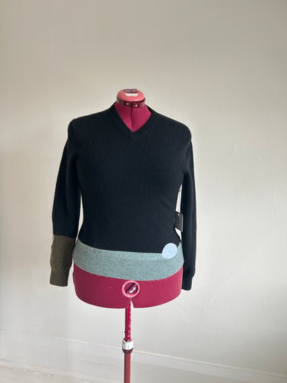 Abstract Art Patched Upcycled Cashmere Sweater L/XL #CASLXL30