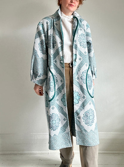 Trench with Vintage Throw Blankets Size M/L #TRENCHML108